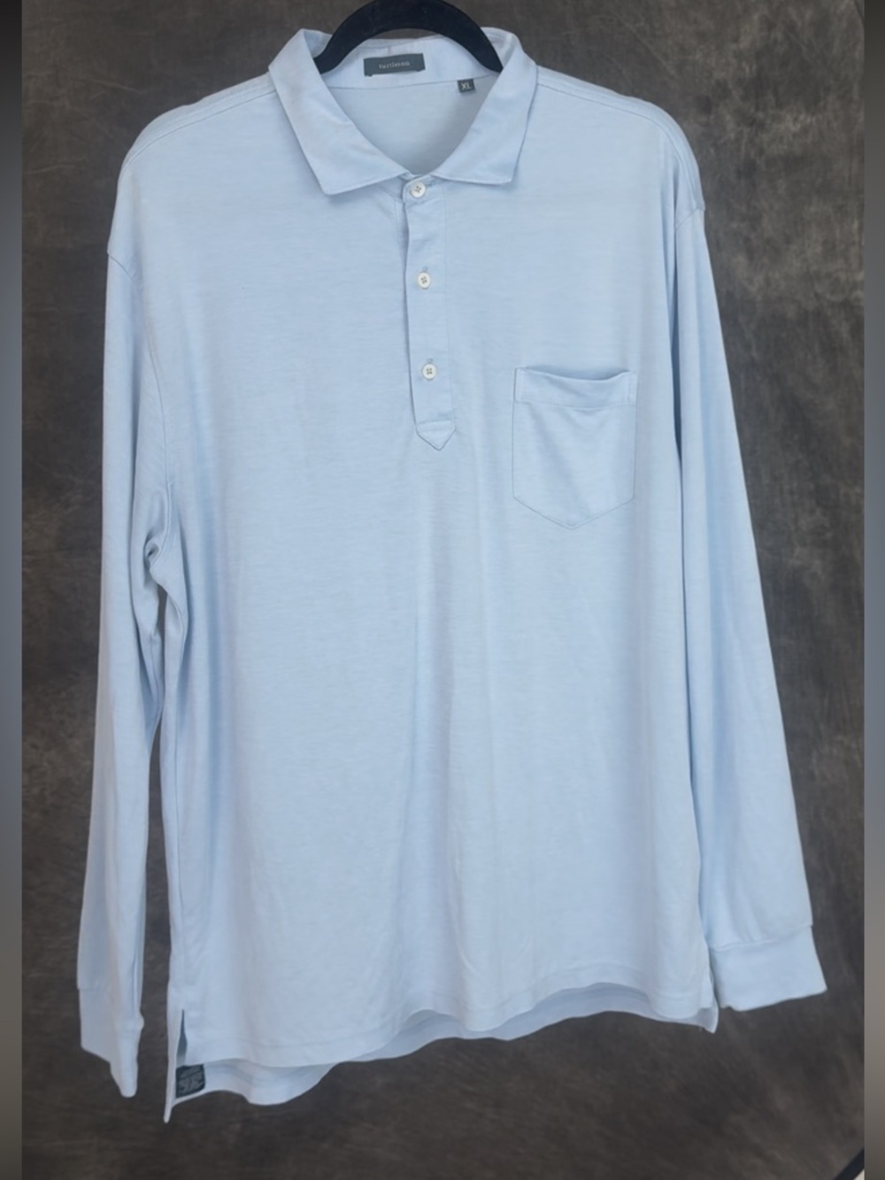 Turtleson Sky Blue Long Sleeve Polo XL Modal Pocket Golf Casual